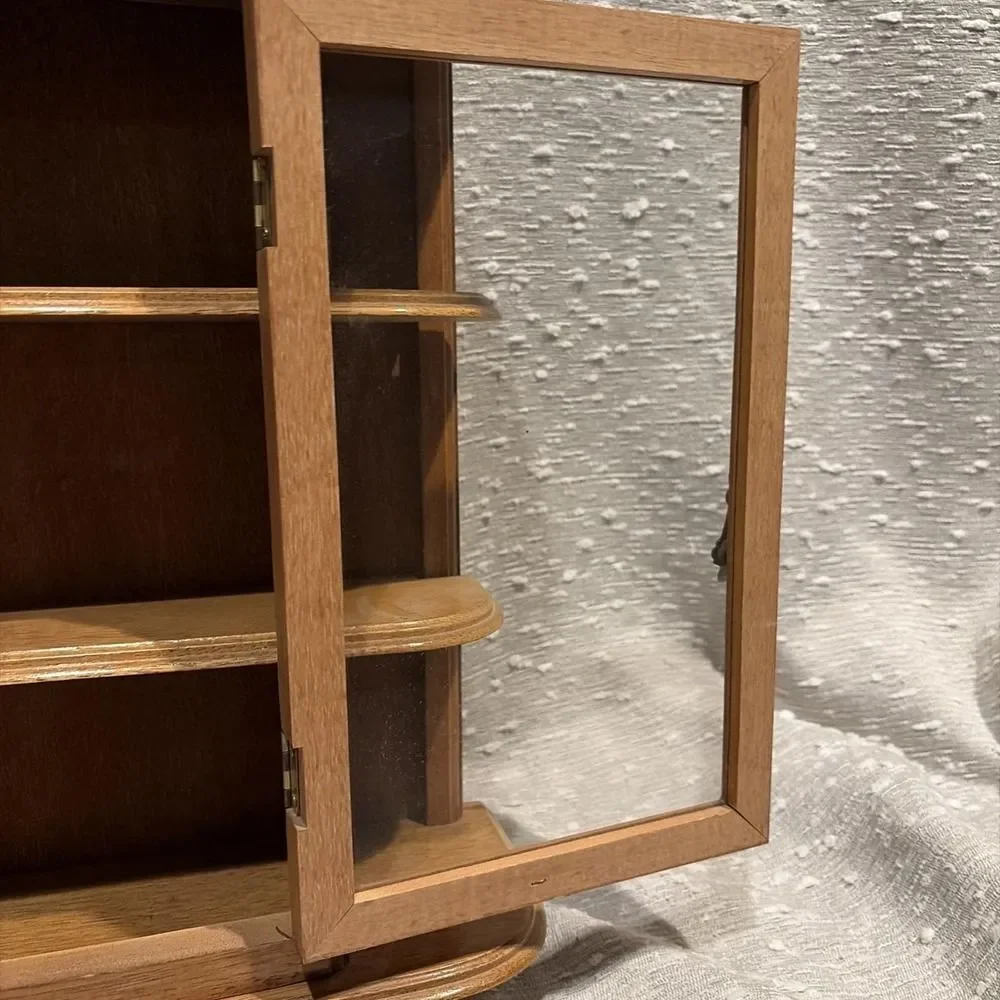 Wooden Curio Display Cabinet Vintage 16.5